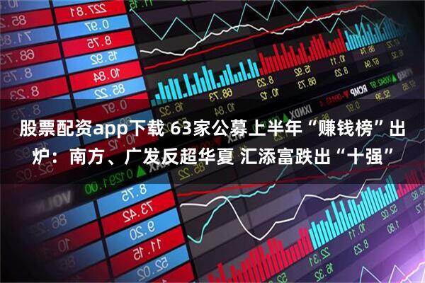 股票配资app下载 63家公募上半年“赚钱榜”出炉：南方、广发反超华夏 汇添富跌出“十强”